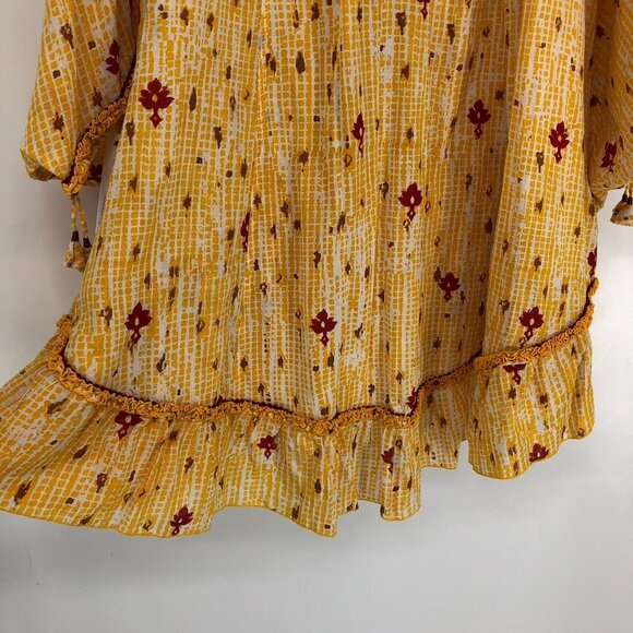 Poupette St Barth Yellow Fanciful Floral Bobo Poncho NWT Tunic/Minidress OS - Picture 11 of 16